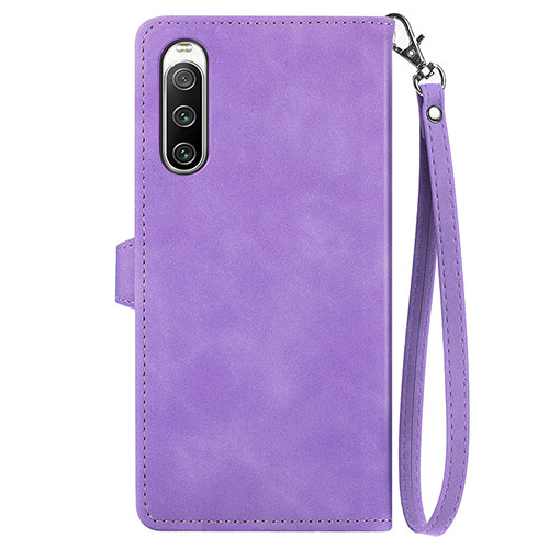 Leather Case Stands Flip Cover Holder S06D for Sony Xperia 10 IV SOG07 Purple