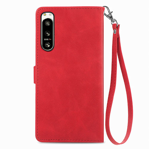 Leather Case Stands Flip Cover Holder S06D for Sony Xperia 5 IV Red