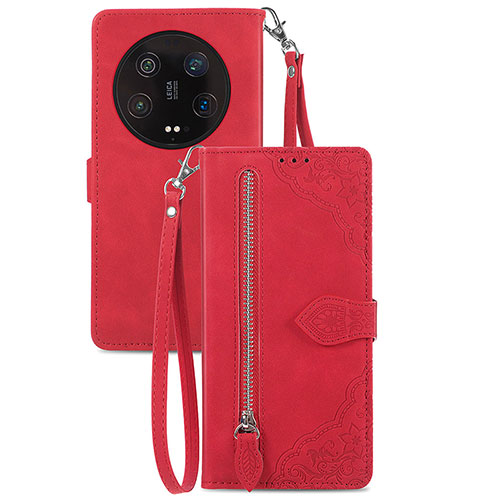 Leather Case Stands Flip Cover Holder S06D for Xiaomi Mi 13 Ultra 5G Red