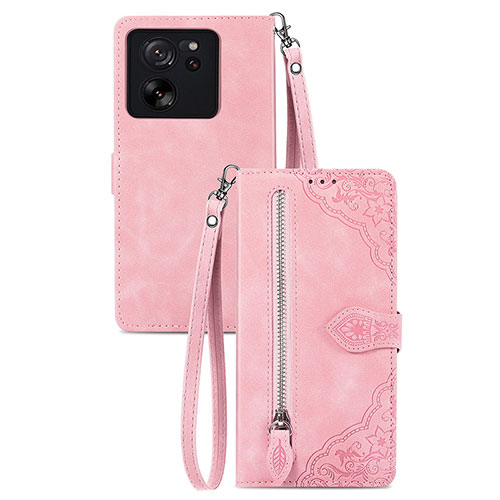 Leather Case Stands Flip Cover Holder S06D for Xiaomi Mi 13T Pro 5G Pink