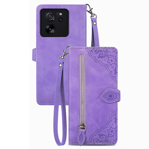 Leather Case Stands Flip Cover Holder S06D for Xiaomi Mi 13T Pro 5G Purple