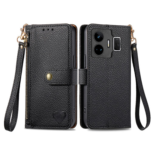 Leather Case Stands Flip Cover Holder S07D for Realme GT Neo6 5G Black