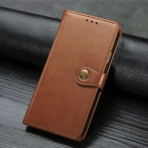 Leather Case Stands Flip Cover Holder S07D for Xiaomi Poco M2 Brown