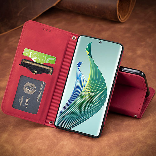 Leather Case Stands Flip Cover Holder S08D for Huawei Honor Magic5 Lite 5G Red