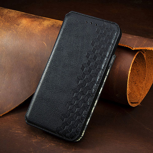 Leather Case Stands Flip Cover Holder S08D for Samsung Galaxy S25 5G Black