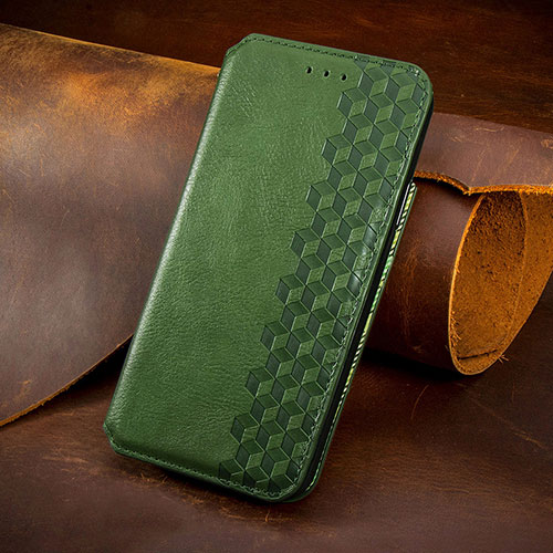 Leather Case Stands Flip Cover Holder S08D for Samsung Galaxy S25 Plus 5G Green