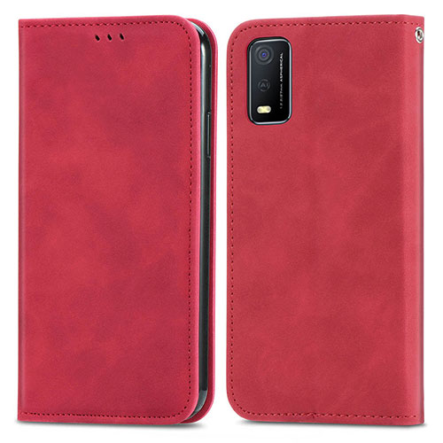 Leather Case Stands Flip Cover Holder S08D for Vivo Y3s (2021) Red