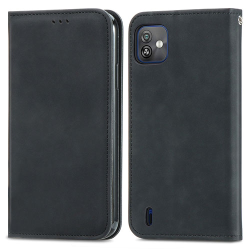 Leather Case Stands Flip Cover Holder S08D for Wiko Y82 Black