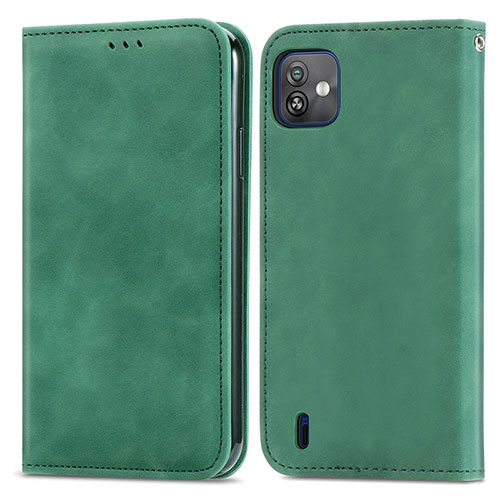 Leather Case Stands Flip Cover Holder S08D for Wiko Y82 Green