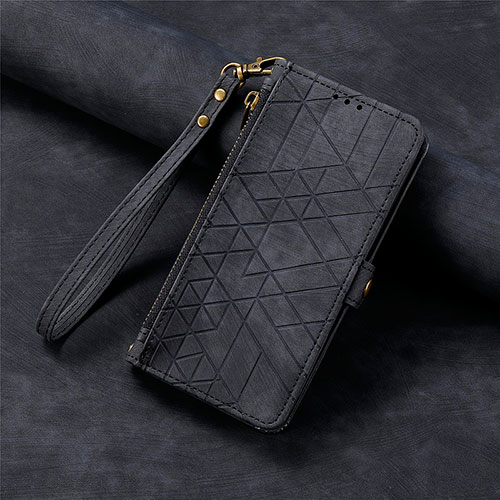 Leather Case Stands Flip Cover Holder S08D for Xiaomi Redmi 12 4G Black