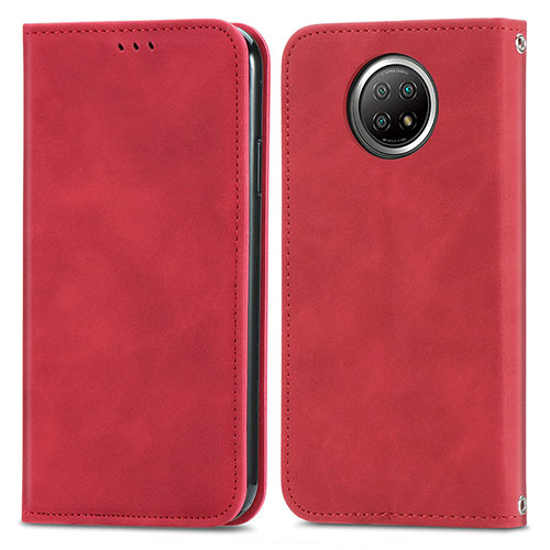 Leather Case Stands Flip Cover Holder S08D for Xiaomi Redmi Note 9 5G Red