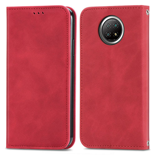Leather Case Stands Flip Cover Holder S08D for Xiaomi Redmi Note 9T 5G Red