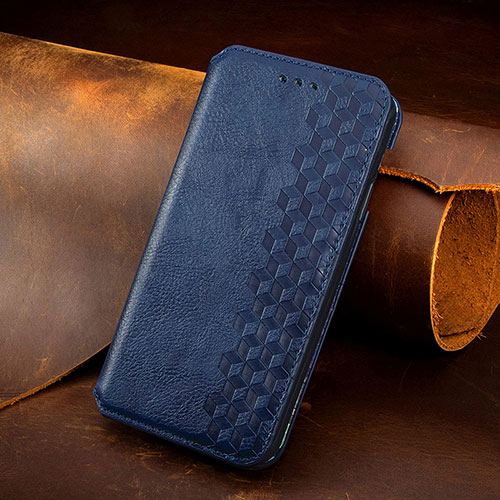 Leather Case Stands Flip Cover Holder S09D for Google Pixel 6 Pro 5G Blue