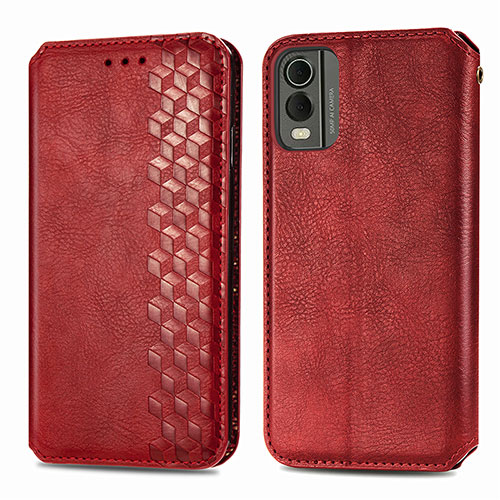 Leather Case Stands Flip Cover Holder S09D for Nokia C210 Red