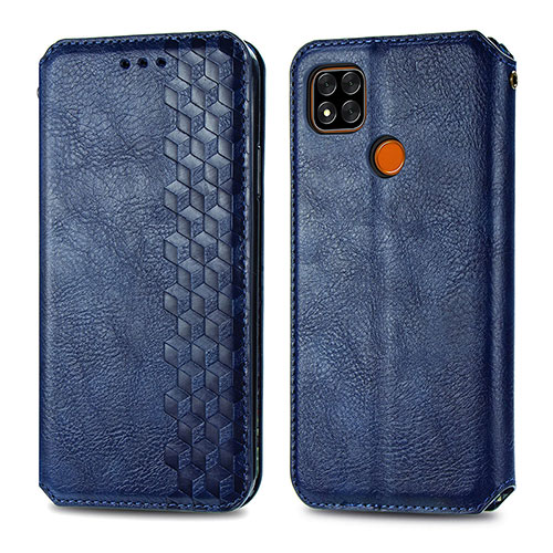 Leather Case Stands Flip Cover Holder S09D for Xiaomi Redmi 9 Activ Blue