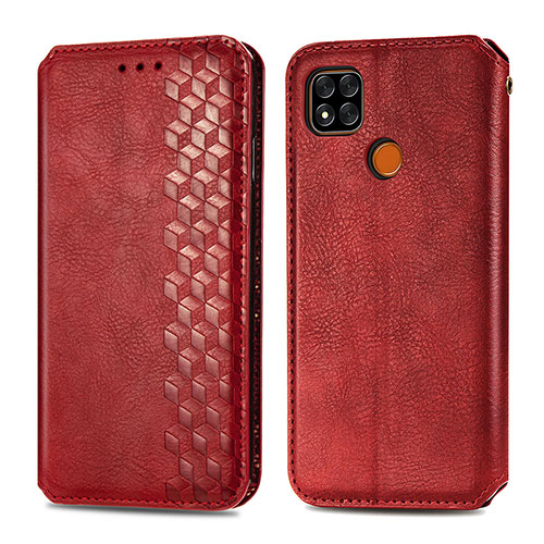 Leather Case Stands Flip Cover Holder S09D for Xiaomi Redmi 9 Activ Red