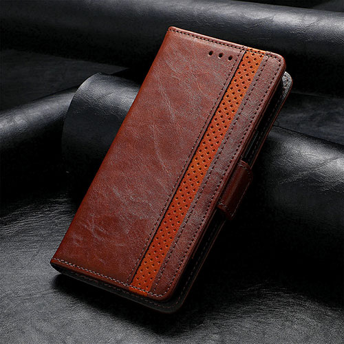 Leather Case Stands Flip Cover Holder S10D for Sharp Aquos R8s Brown