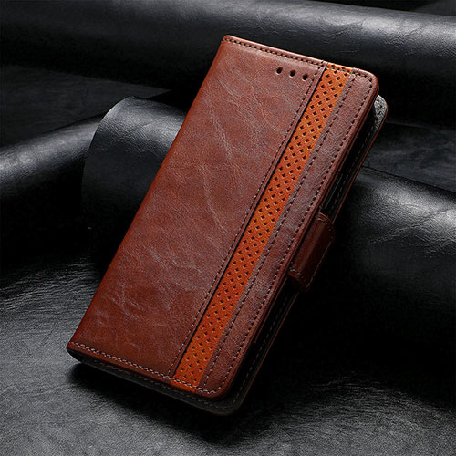 Leather Case Stands Flip Cover Holder S10D for Sharp Aquos R8s Pro Brown