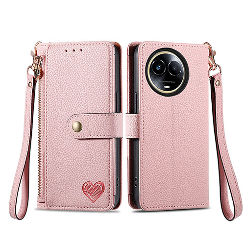 Leather Case Stands Flip Cover Holder S15D for Realme 11 5G Pink