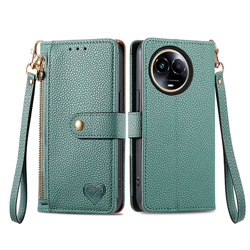 Leather Case Stands Flip Cover Holder S15D for Realme V50 5G Green