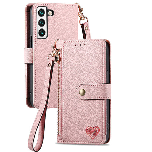 Leather Case Stands Flip Cover Holder S15D for Samsung Galaxy S25 Plus 5G Pink