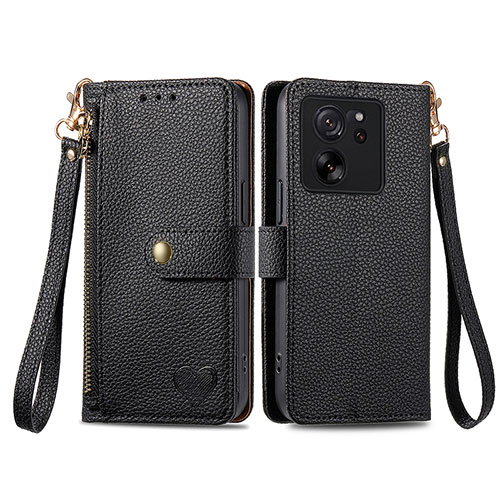 Leather Case Stands Flip Cover Holder S15D for Xiaomi Mi 13T 5G Black