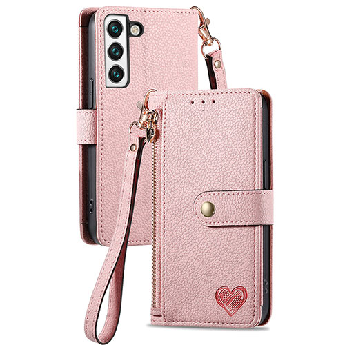 Leather Case Stands Flip Cover Holder S16D for Samsung Galaxy S22 5G Pink