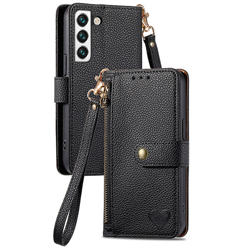 Leather Case Stands Flip Cover Holder S16D for Samsung Galaxy S22 Plus 5G Black