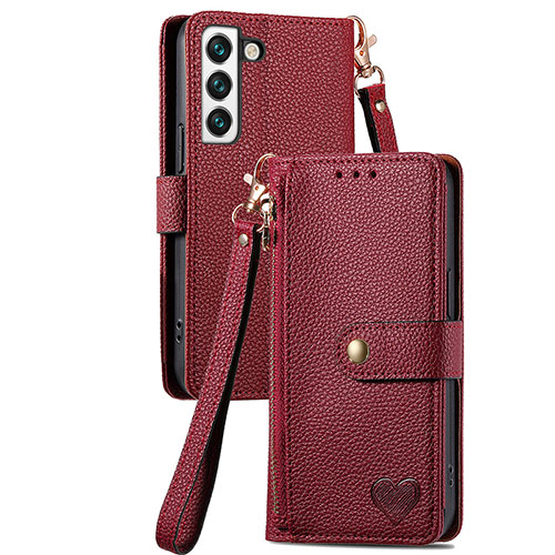 Leather Case Stands Flip Cover Holder S16D for Samsung Galaxy S23 Plus 5G Red
