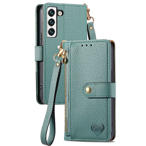 Leather Case Stands Flip Cover Holder S16D for Samsung Galaxy S24 Plus 5G Green