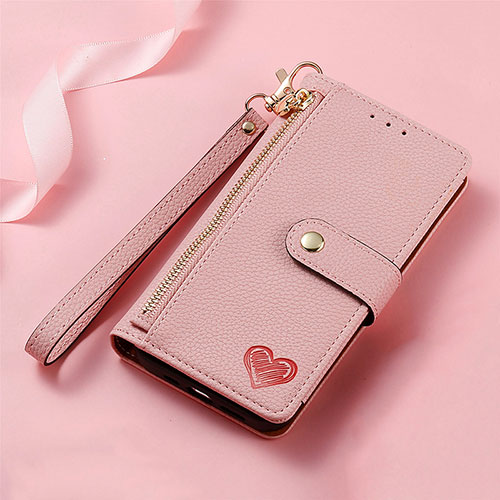 Leather Case Stands Flip Cover Holder S16D for Samsung Galaxy S25 Ultra 5G Pink