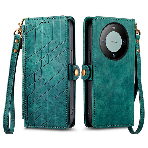 Leather Case Stands Flip Cover Holder S17D for Huawei Mate 60 Pro Green