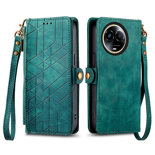 Leather Case Stands Flip Cover Holder S17D for Realme V50 5G Green