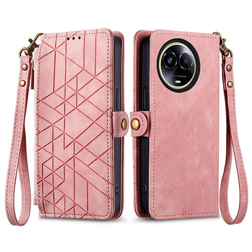 Leather Case Stands Flip Cover Holder S17D for Realme V50 5G Pink