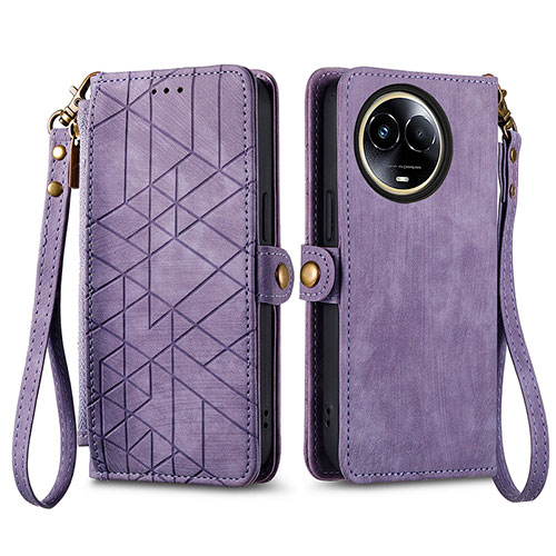 Leather Case Stands Flip Cover Holder S17D for Realme V50 5G Purple