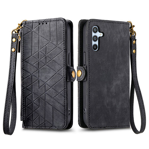 Leather Case Stands Flip Cover Holder S17D for Samsung Galaxy A34 5G Black