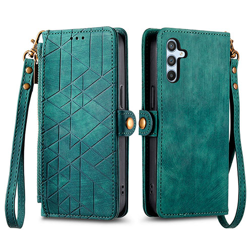 Leather Case Stands Flip Cover Holder S17D for Samsung Galaxy A34 5G Green