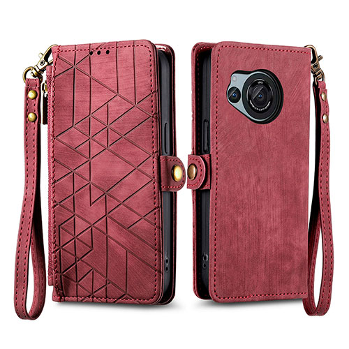 Leather Case Stands Flip Cover Holder S17D for Sharp Aquos R8 Red