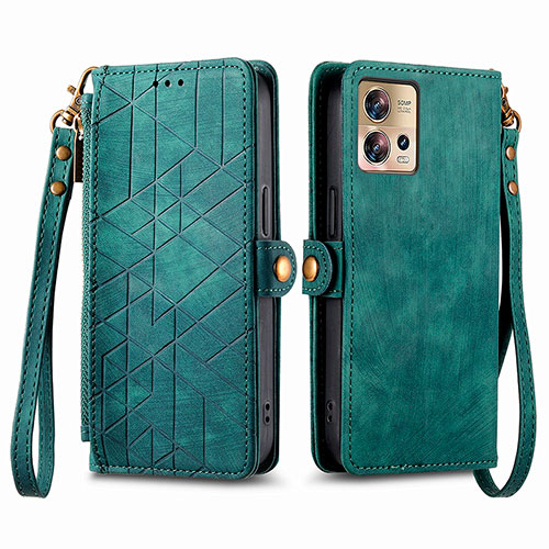 Leather Case Stands Flip Cover Holder S18D for Motorola Moto Edge 30 Fusion 5G Green