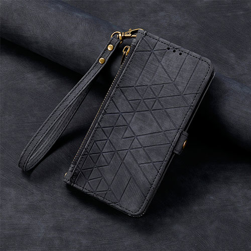 Leather Case Stands Flip Cover Holder S18D for Oppo A18 Black