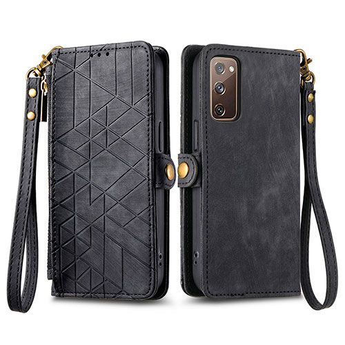 Leather Case Stands Flip Cover Holder S18D for Samsung Galaxy S20 FE 4G Black