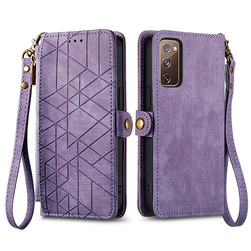 Leather Case Stands Flip Cover Holder S18D for Samsung Galaxy S20 FE 4G Purple