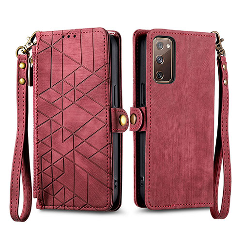 Leather Case Stands Flip Cover Holder S18D for Samsung Galaxy S20 FE 4G Red