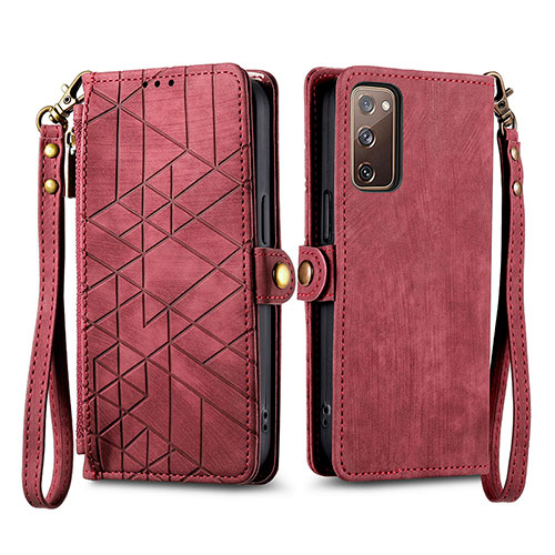 Leather Case Stands Flip Cover Holder S18D for Samsung Galaxy S20 Lite 5G Red