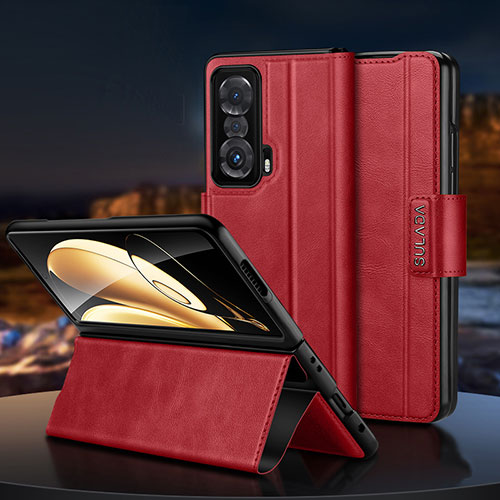 Leather Case Stands Flip Cover Holder SD1 for Huawei Honor Magic V 5G Red