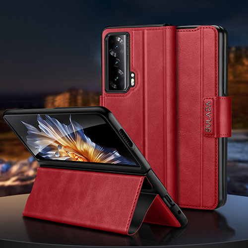 Leather Case Stands Flip Cover Holder SD1 for Huawei Honor Magic Vs 5G Red