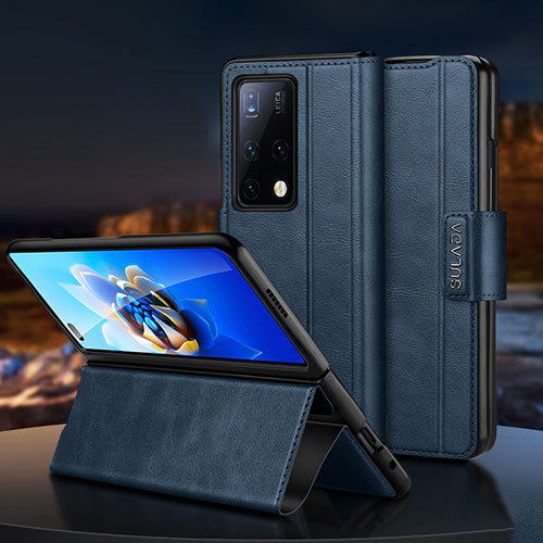 Leather Case Stands Flip Cover Holder SD1 for Huawei Mate X2 Blue