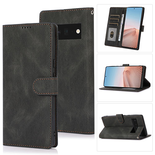 Leather Case Stands Flip Cover Holder SY1 for Google Pixel 6 5G Black