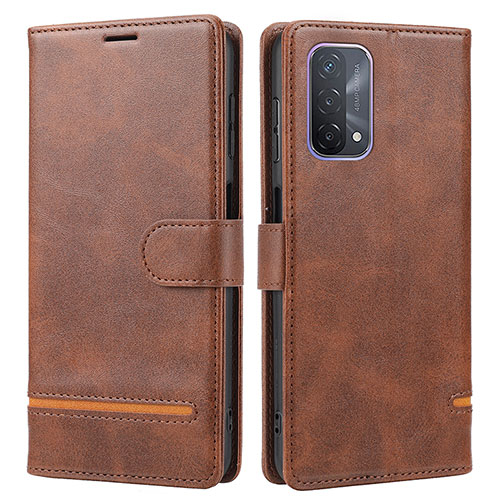 Leather Case Stands Flip Cover Holder SY1 for Oppo A54 5G Brown