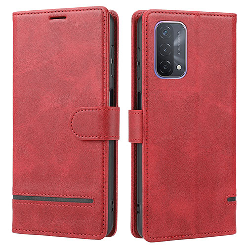 Leather Case Stands Flip Cover Holder SY1 for Oppo A54 5G Red